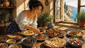 Ninas Mediterranean feast comic